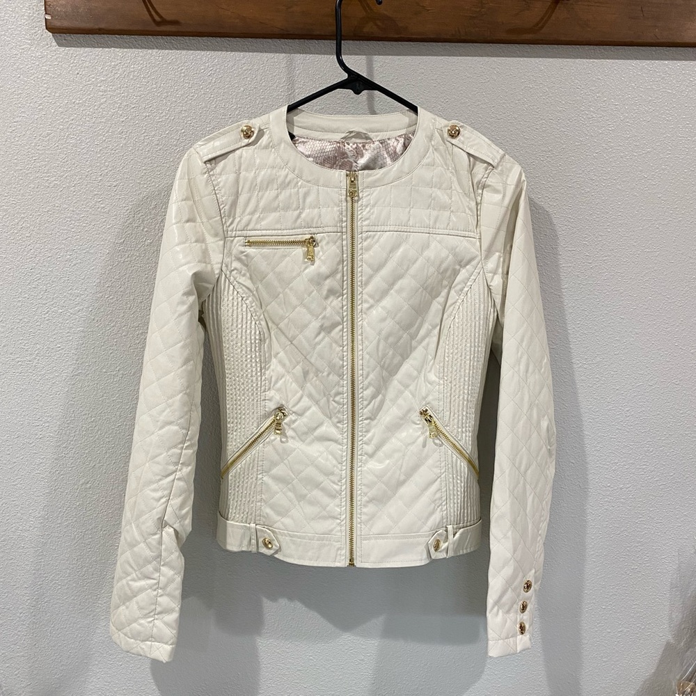 Women’s Guess Ivory Pleather Jacket
